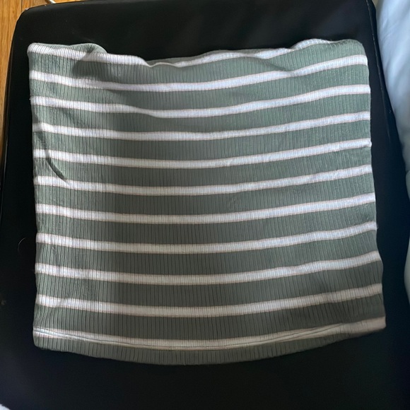 Green pink and white stripe tube top - Picture 1 of 2